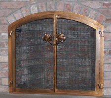 all antique copper attached mesh door screen unit with leaf handles